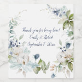 ダスティブルーセージ緑のフローラルワインボトル ワインラベル (シングルラベル)