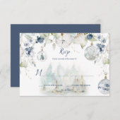 ダスティブルーセージ緑の冬のフローラ雪の球体 出欠カード (正面/裏面)