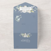 ダスティブルーセージ緑の冬のフローラ オールインワン招待状 (外側)