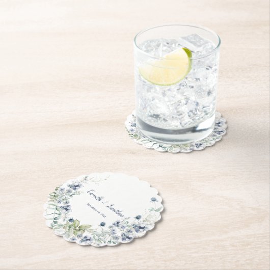 ダスティブルーセージ緑の冬のフローラ ペーパーコースター (インサイチュ)