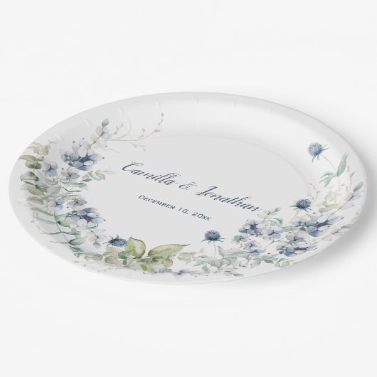 ダスティブルーセージ緑の冬のフローラ ペーパープレート (アングル)