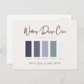 ダスティブルーセージ緑カラーパレット（16進コード付き） ポストカード (正面/裏面)