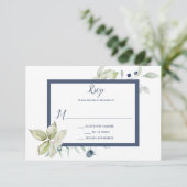 ダスティブルーセージ緑フレーム冬のフローラ 出欠カード (スタンド正面)