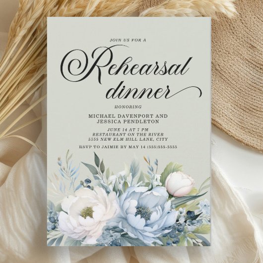 ダスティブルーセージ緑リハーサルディナー 招待状