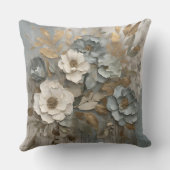 ダスティブルーセージ金ゴールドクリームファームハウスフローラ クッション (裏面)