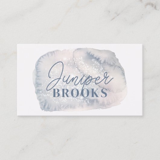 ダスティブルーソーシャルメディシンプルアグリッター水彩 名刺 (正面)