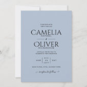 ダスティブルータイポグラフィのみ結婚式招待状 招待状 (正面)