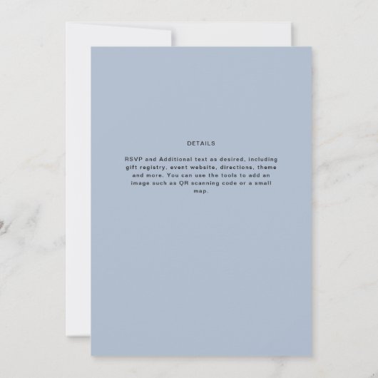 ダスティブルータイポグラフィのみ結婚式招待状 招待状 (裏面)