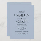 ダスティブルータイポグラフィのみ結婚式招待状 招待状 (正面/裏面)