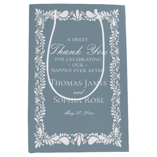 ダスティブルータイルタラベラフィエスタ結婚式の引き出物 ミディアムペーパーバッグ (正面)