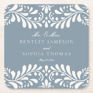 ダスティブルータラベラタイルフィスペインのエスタ結婚ーズ スクエアペーパーコースター