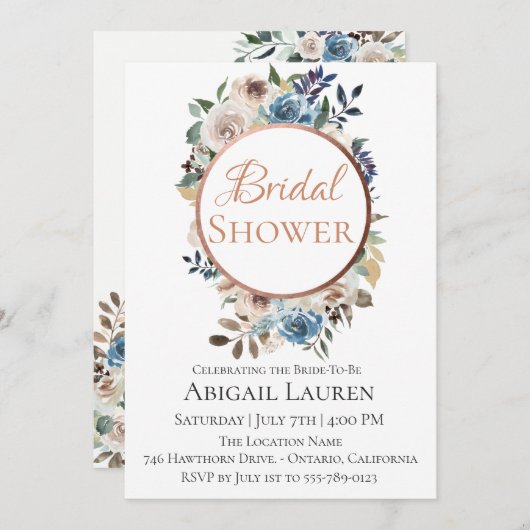 ダスティブルーターペフローラブライダルシャワー招待 招待状 (正面/裏面)