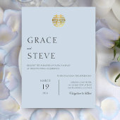 ダスティブルーダブル中国のハピネス結婚韓国人 招待状