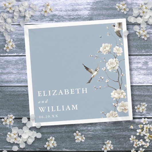 ダスティブルーチノワセリーフローラ庭園の結婚式 スタンダードカクテルナプキン