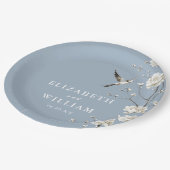 ダスティブルーチノワセリーフローラ庭園の結婚式 ペーパープレート (アングル)