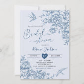 ダスティブルーチノワセリーブライダルヴィンテージフローラ 招待状 (正面)