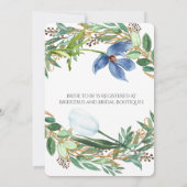 ダスティブルーチューリップ牡丹ブライダルシャワー招待状 招待状 (裏面)