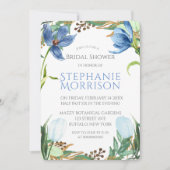 ダスティブルーチューリップ牡丹ブライダルシャワー招待状 招待状 (正面)