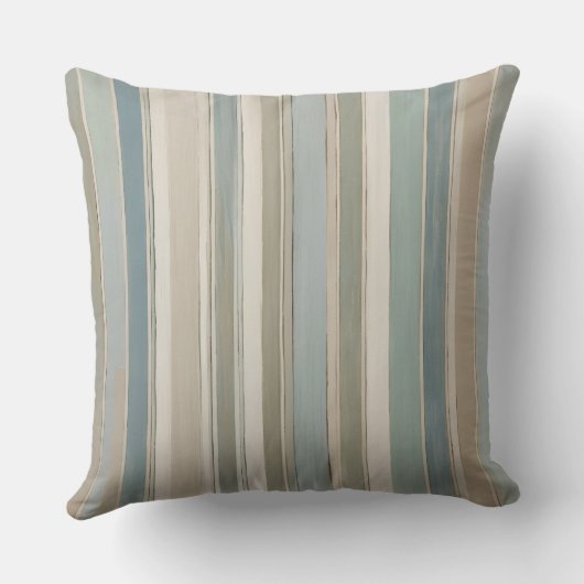 ダスティブルーティール(緑がかった色)セージベージュストライプ クッション (裏面)
