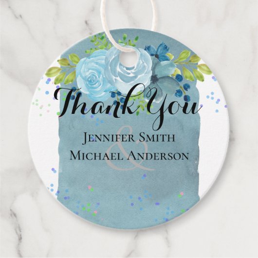 ダスティブルーティール（緑がかった色）結婚のトレンド予算 フェイバータグ (正面)