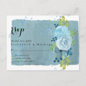 ダスティブルーティール(緑がかった色)結婚のトレンド予算 ポストカード (正面)