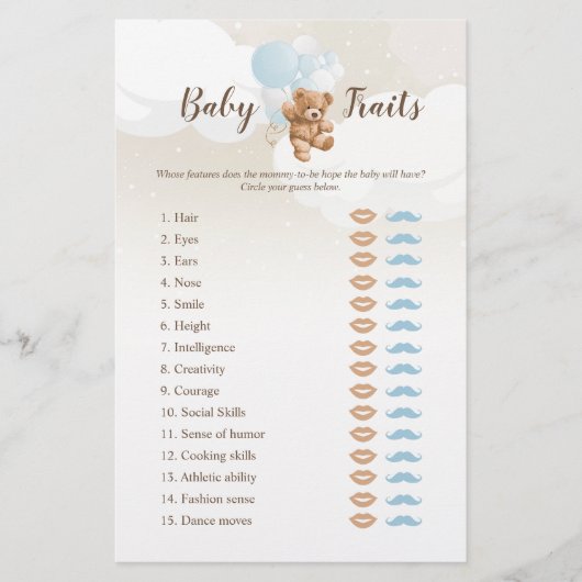 ダスティブルーテディベアベビートレイトゲームフライヤー チラシ (正面)