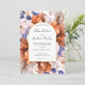 ダスティブルーテラコッタウォーターカラーエレガントな結婚式 招待状 (スタンド正面)