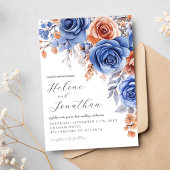 ダスティブルーテラコッタラストガーデンエレガントな結婚式 招待状