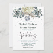 ダスティブルーディスコボールエレガントな結婚式 招待状 (正面)