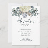 ダスティブルーディスコボールフローラブライダルシャワー 招待状 (正面)