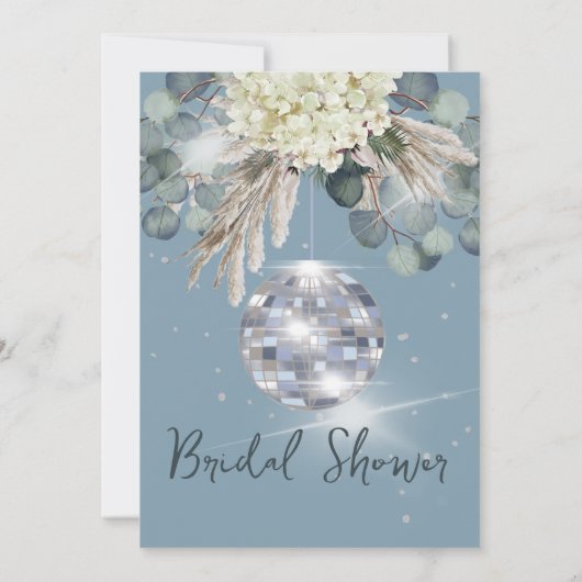 ダスティブルーディスコボールフローラブライダルシャワー 招待状 (裏面)