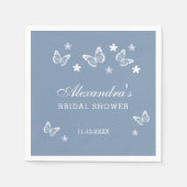 ダスティブルーデイジーホワイトバタフライブライダルシャワー スタンダードカクテルナプキン (正面)