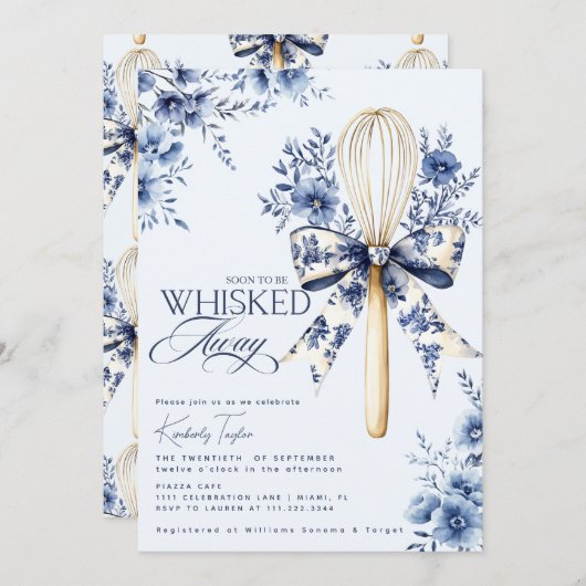 ダスティブルートイレウィスク遠くにブライダルシャワー 招待状 (正面/裏面)