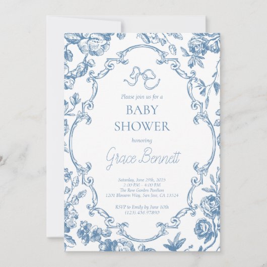 ダスティブルートイレデジュイベビーシャワー 招待状 (正面)