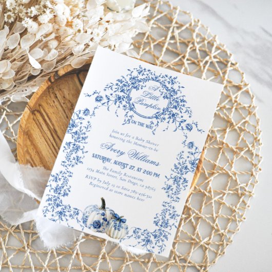 ダスティブルートイレフローラカボチャ男の子ベイビーシャワー 招待状