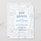 ダスティブルートイレベアヴィンテージ男の赤ちゃんシャワー 招待状 (正面)