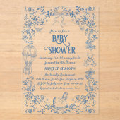 ダスティブルートワールフローラボウ男の赤ちゃんシャワー アクリル招待状 (正面)