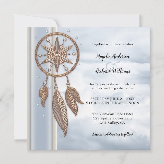 ダスティブルードリームキャッチャー結婚式招待状 招待状 (正面)