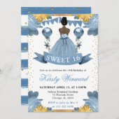 ダスティブルードレスダークスキンプリンセススウィート16 招待状 (正面/裏面)