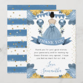 ダスティブルードレスブルネットヘアードルプリンセススウィート16 サンキューカード (正面/裏面)