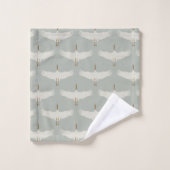 ダスティブルーニュートラルバーズクレーンアールデコ バスタオルセット (ウォッシュタオル)