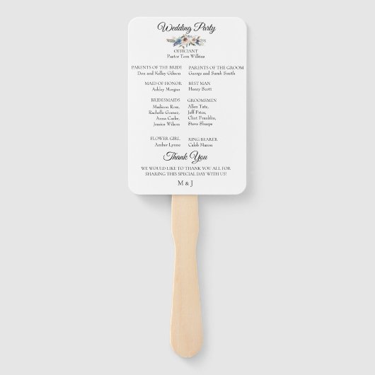 ダスティブルーニュートラルフローラ結婚式 プログラムファン ハンドファン (裏面)