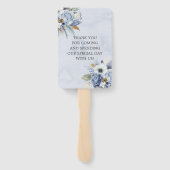 ダスティブルーネイビーウォーターカラーシック結婚牡丹の手 ハンドファン (裏面)