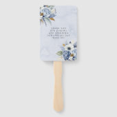 ダスティブルーネイビーウォーターカラーシック結婚牡丹の手 ハンドファン (裏面)