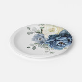 ダスティブルーネイビーシャンパンアイボリーフローラズ結婚パップ ペーパープレート (アングル)