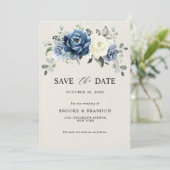 ダスティブルーネイビーシャンパンアイボリー結婚フローラのSav セーブザデート (スタンド正面)