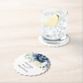 ダスティブルーネイビーシャンパーニュアイボリーフローラ結婚ズ ペーパーコースター (インサイチュ)
