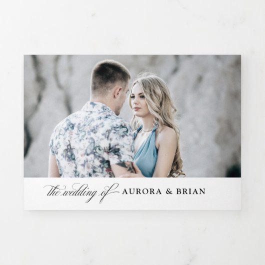 ダスティブルーネイビーシャンパーニュアイボリーフローラ結婚ズ 三つ折り案内状 (カバー)