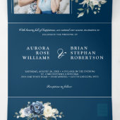 ダスティブルーネイビーシャンパーニュアイボリーフローラ結婚ズ 三つ折り案内状 (内部中)