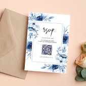 ダスティブルーネイビーシャンパーニュアイボリーフローラ結婚ズ 出欠カード
